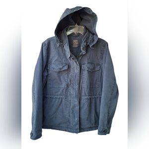Gap Women's Blue Cotton Milirary Field Chore Utility Hooded Jacket Size Large